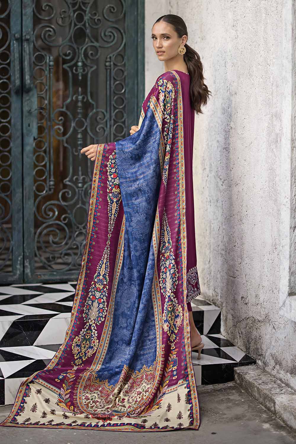 Unstitched Digital Twill Zari Shawl Salwar Kameez Suit Gul Ahmed AP-32013