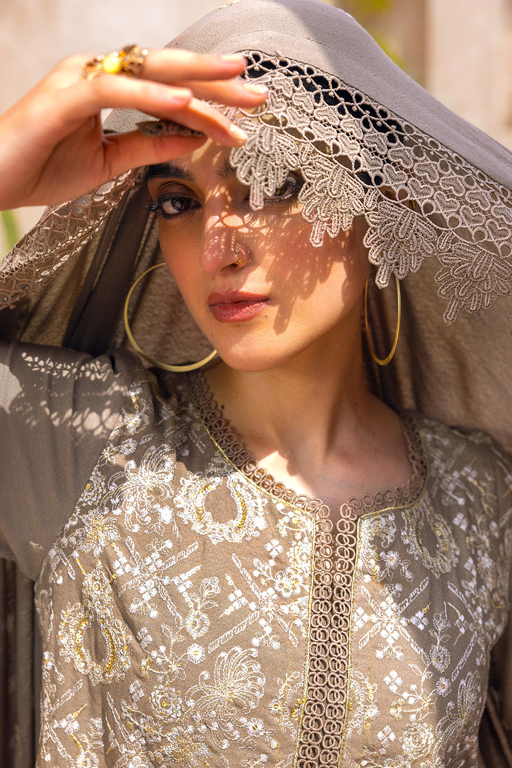 Unstitched Embroidered Karandi Salwar Kameez Suit Gul Ahmed AY-32025