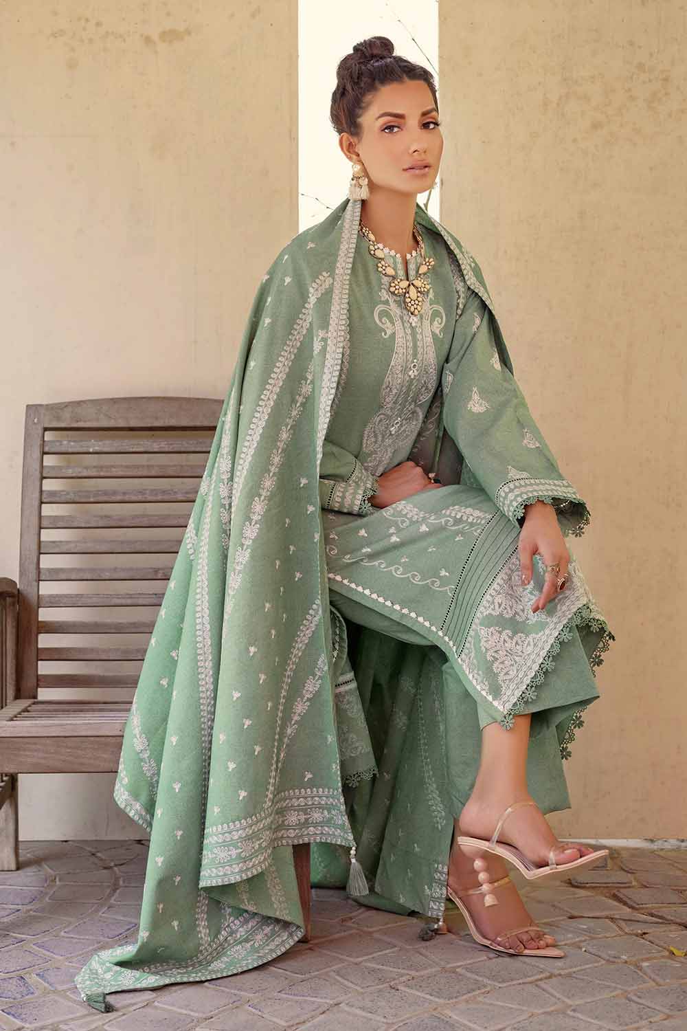 Unstitched Embroidered Linen Salwar Kameez Suit Gul Ahmed RC-32002