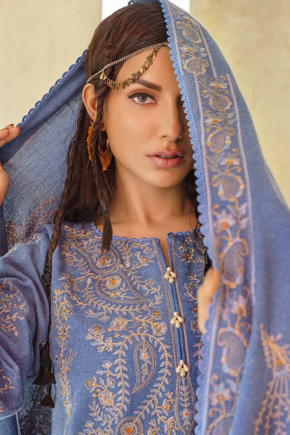 Unstitched Embroidered Linen Salwar Kameez Suit Gul Ahmed RC-32005