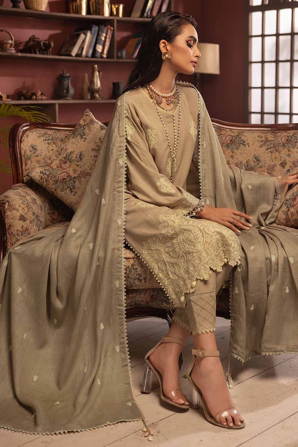 Unstitched Embroidered Pashmina Salwar Kameez Suit Gul Ahmed AP-32057