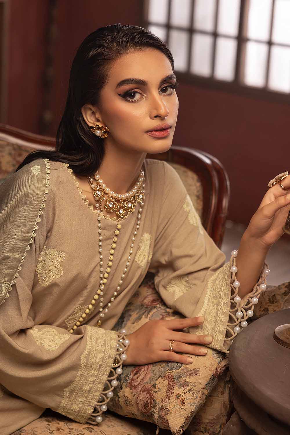 Unstitched Embroidered Pashmina Salwar Kameez Suit Gul Ahmed AP-32057
