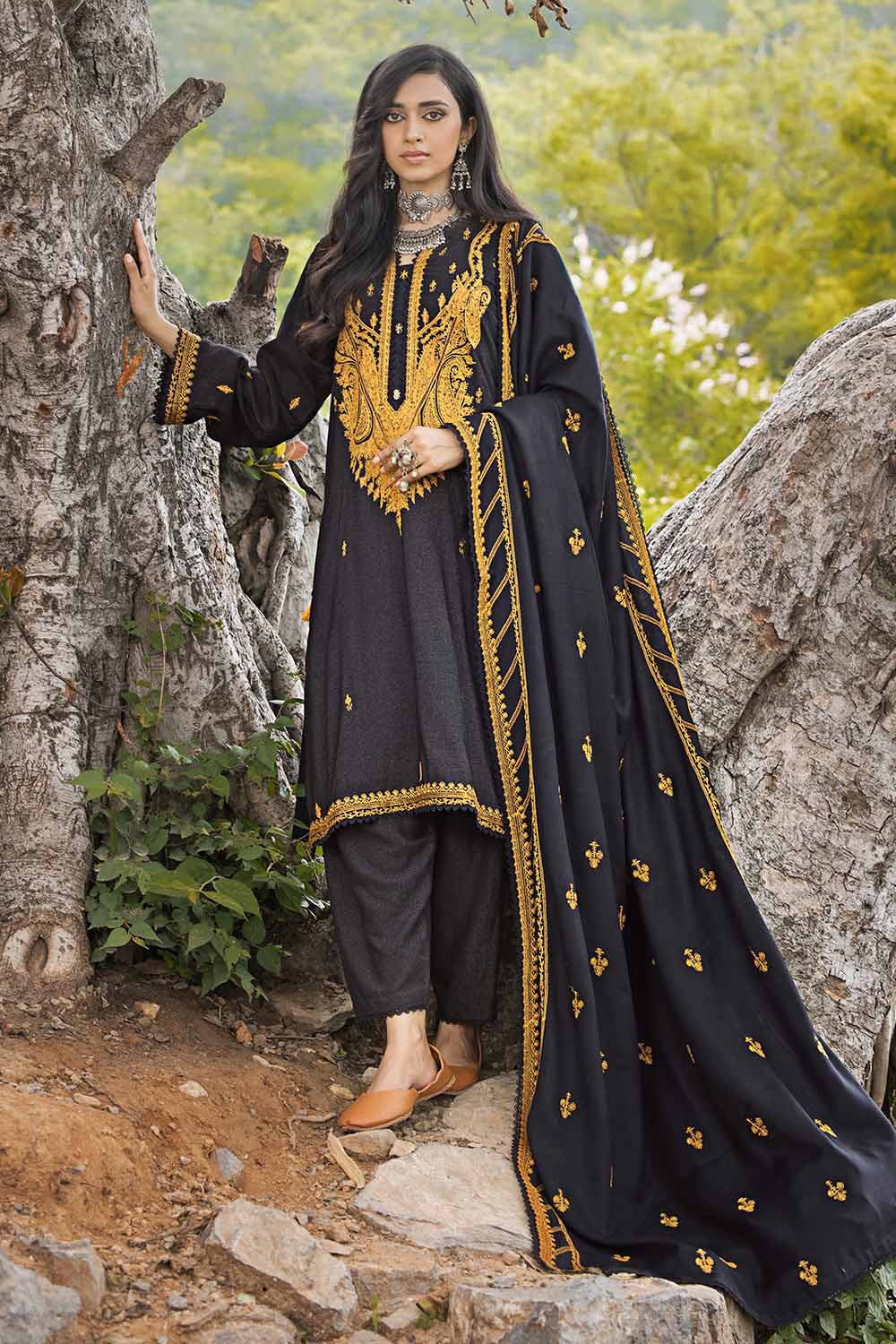 Unstitched Embroidered Pashmina Salwar Kameez Suit Gul Ahmed AP-32058