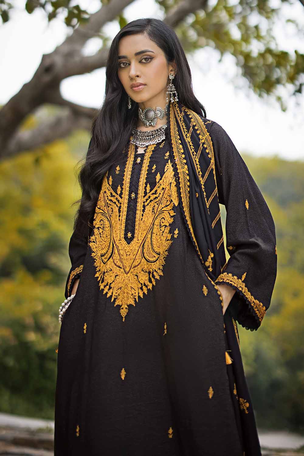 Unstitched Embroidered Pashmina Salwar Kameez Suit Gul Ahmed AP-32058