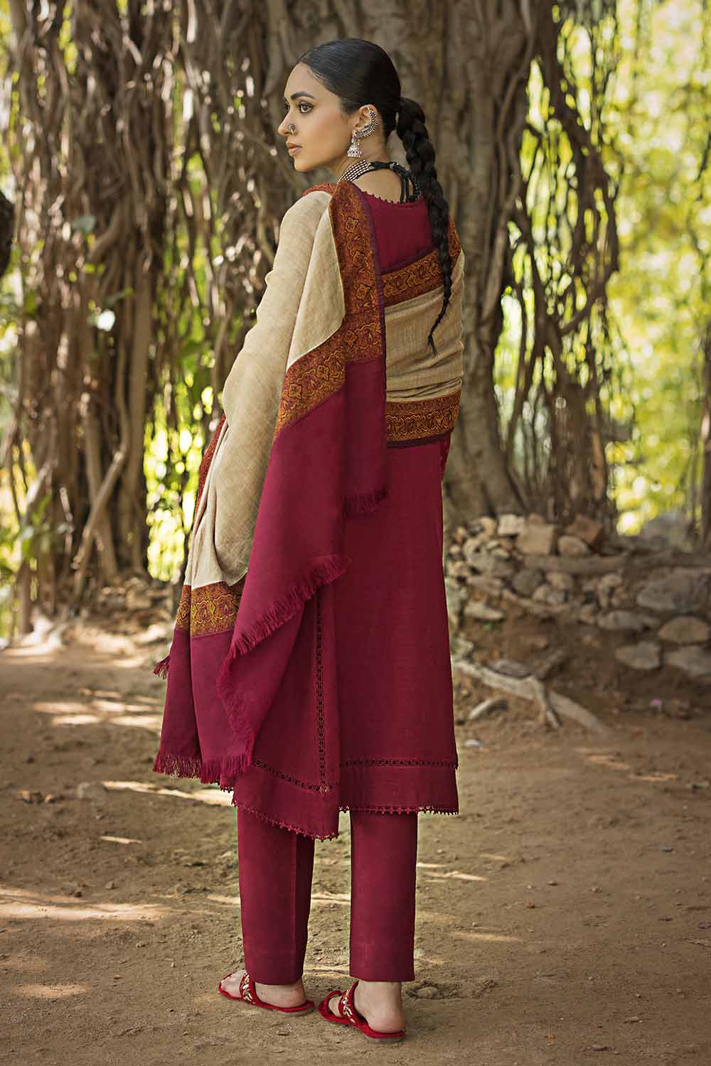 Unstitched Embroidered Pashmina Salwar Kameez Suit Gul Ahmed AP-32083