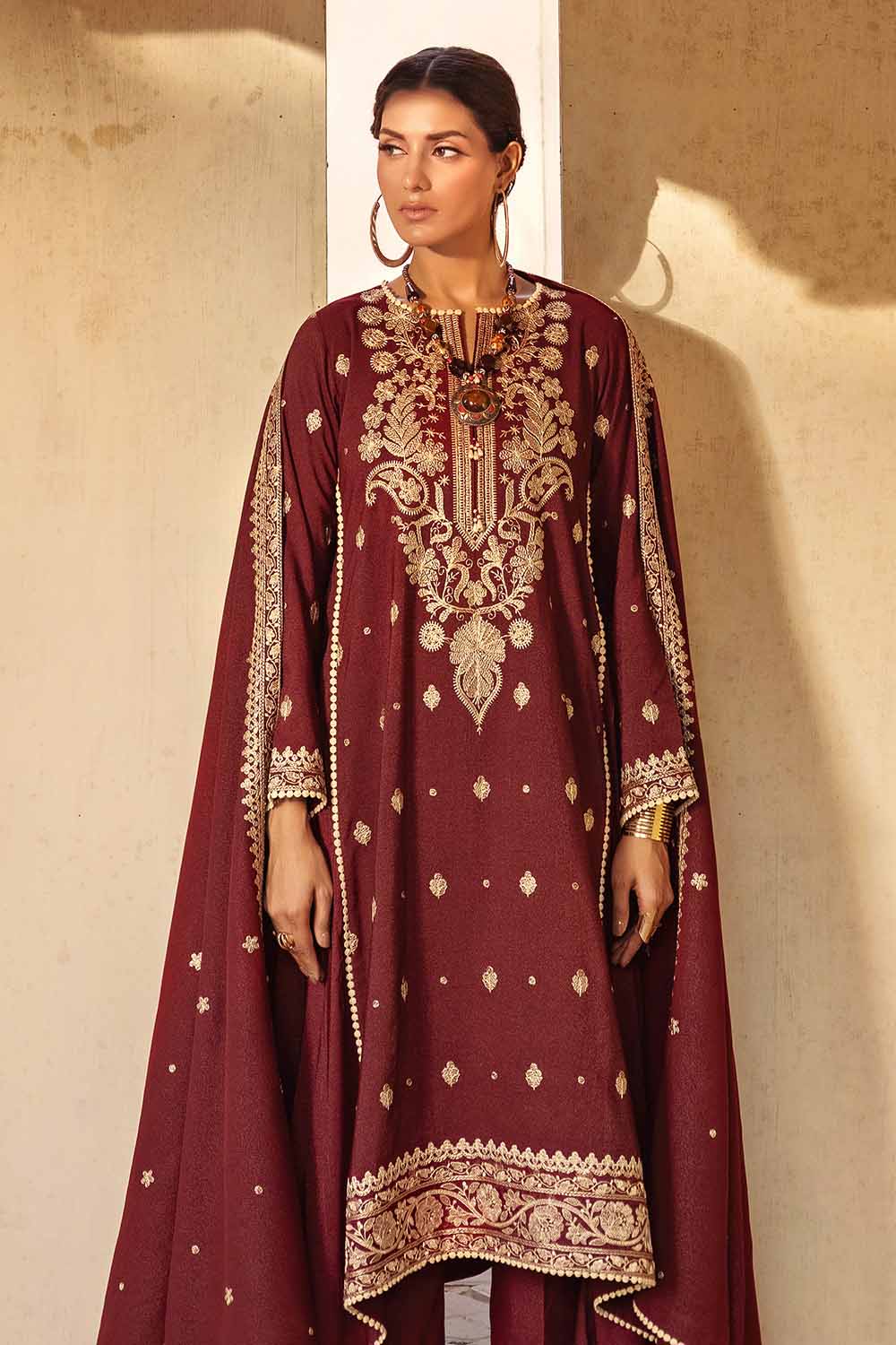 Unstitched Embroidered Pashmina Salwar Kameez Suit Gul Ahmed RC-32008