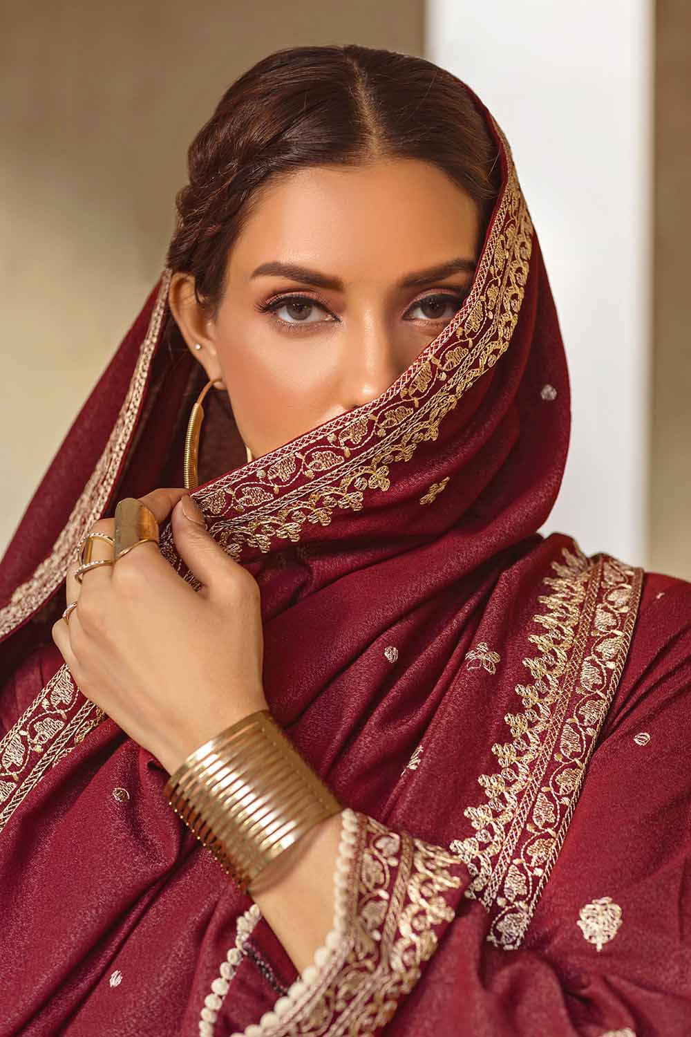 Unstitched Embroidered Pashmina Salwar Kameez Suit Gul Ahmed RC-32008