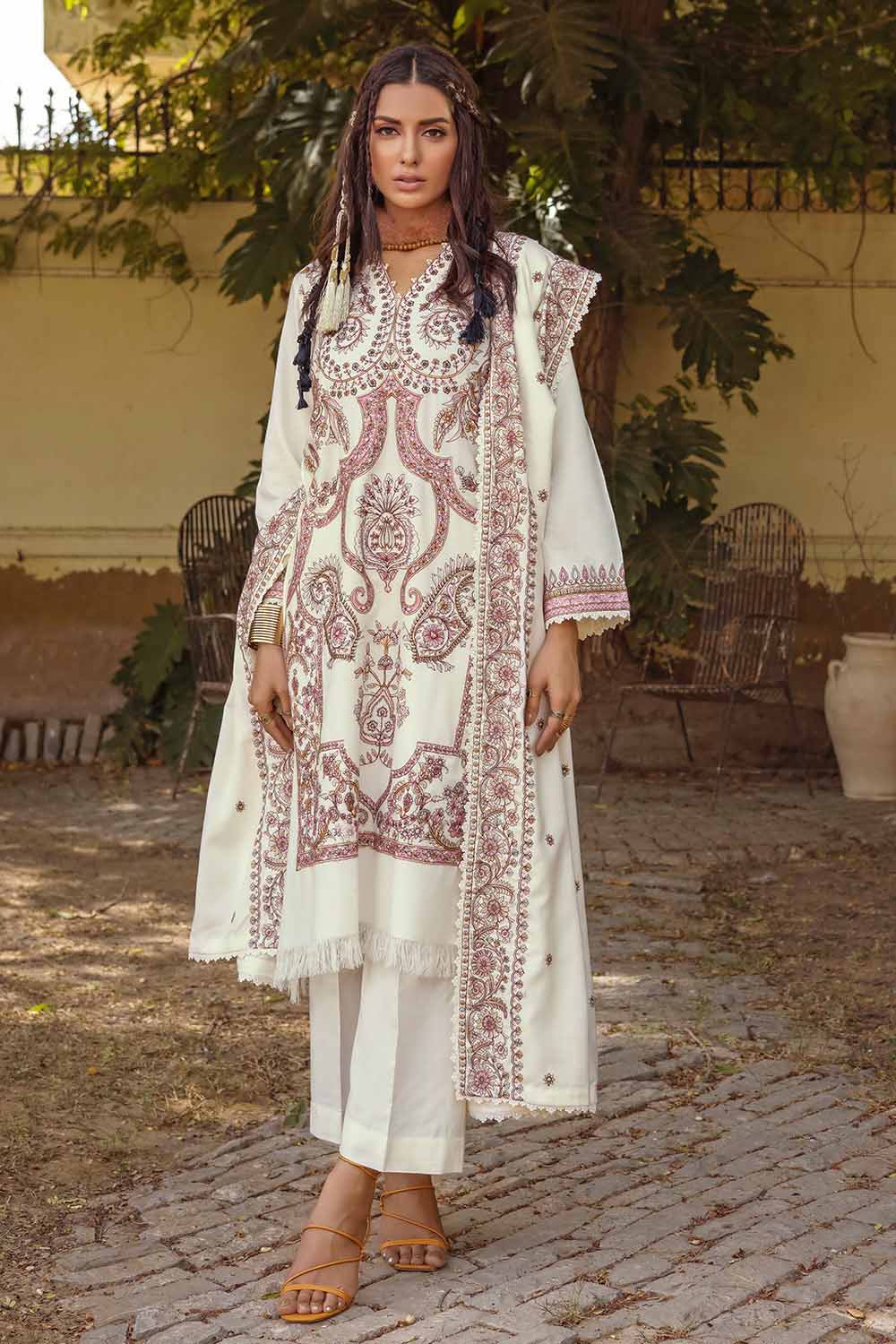 Unstitched Embroidered Pashmina Salwar Kameez Suit Gul Ahmed RC-32009