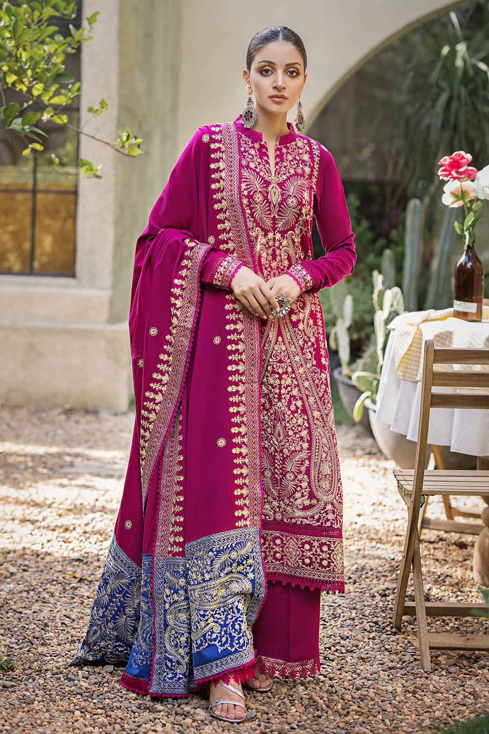 Unstitched Embroidered Pashmina Shawl Salwar Kameez Suit Gul Ahmed AP-32059