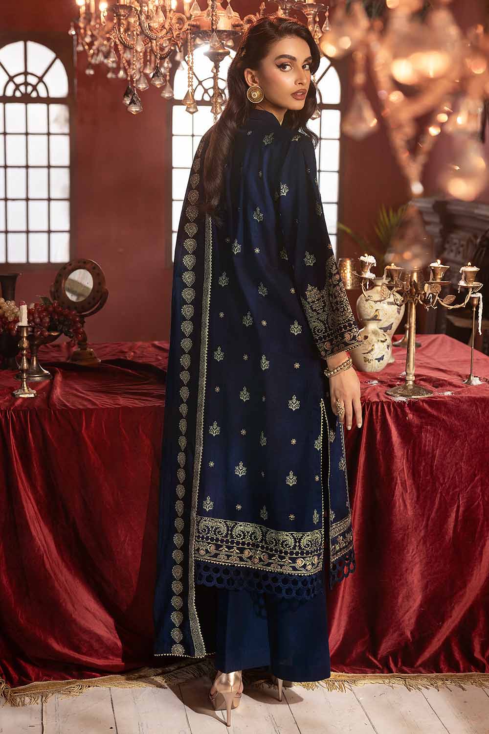 Unstitched Gold Printed Salwar Kameez Suit Gul Ahmed AP-32082