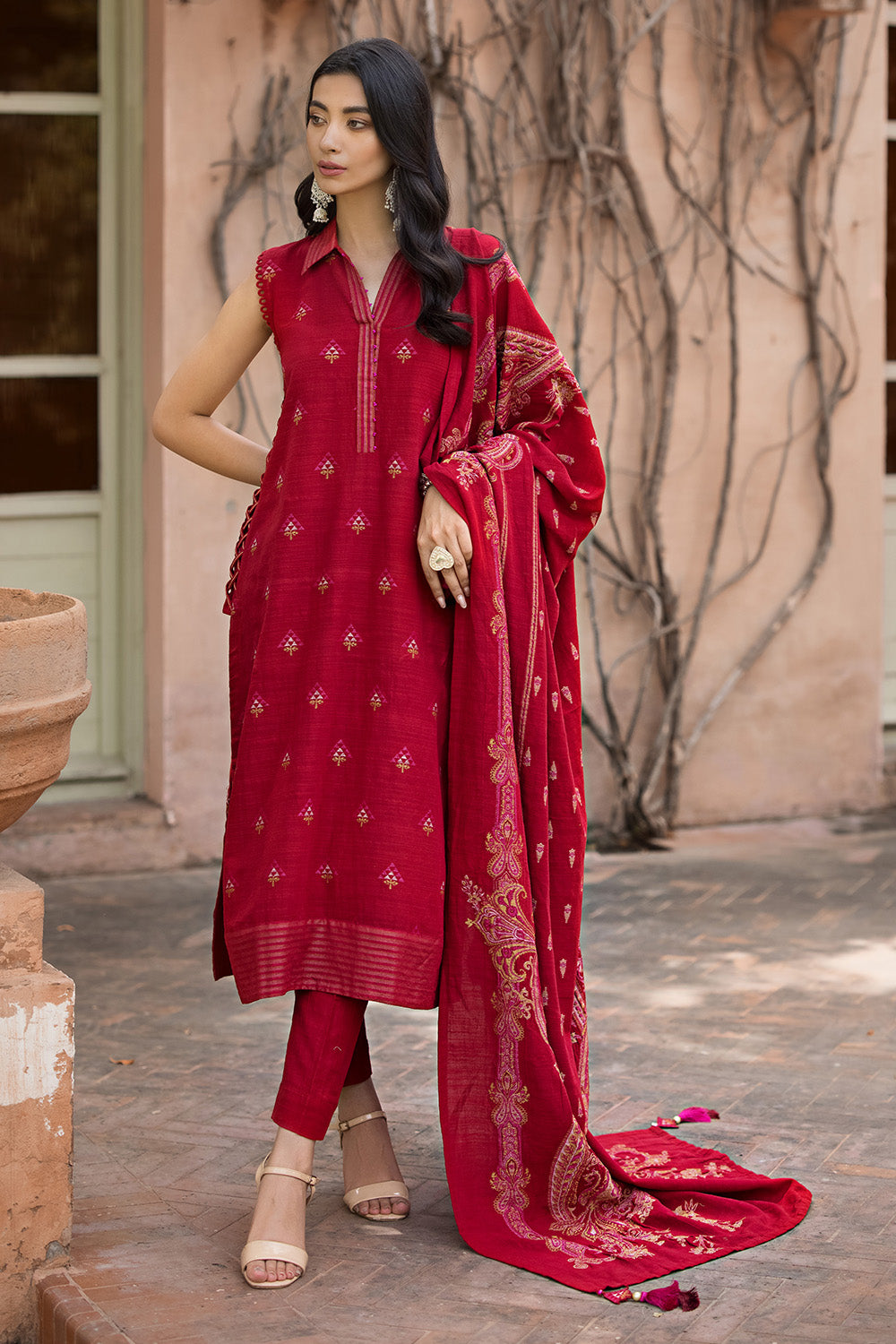 Unstitched Khaddar Jacquard Salwar Kameez Suit Gul Ahmed MJ-32075
