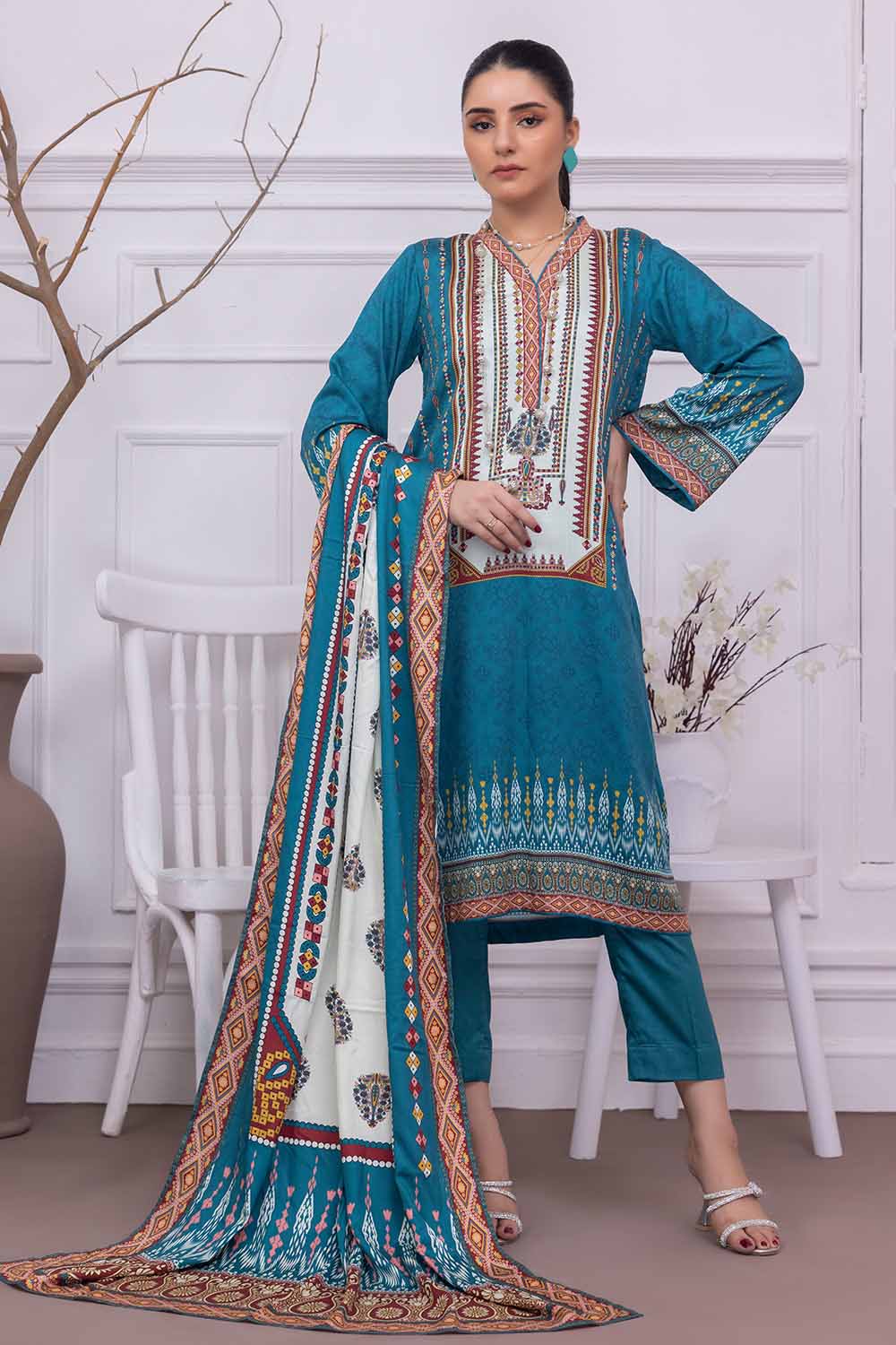 Unstitched Printed Cotail Salwar Kameez Suit Gul Ahmed WNS-32251 A