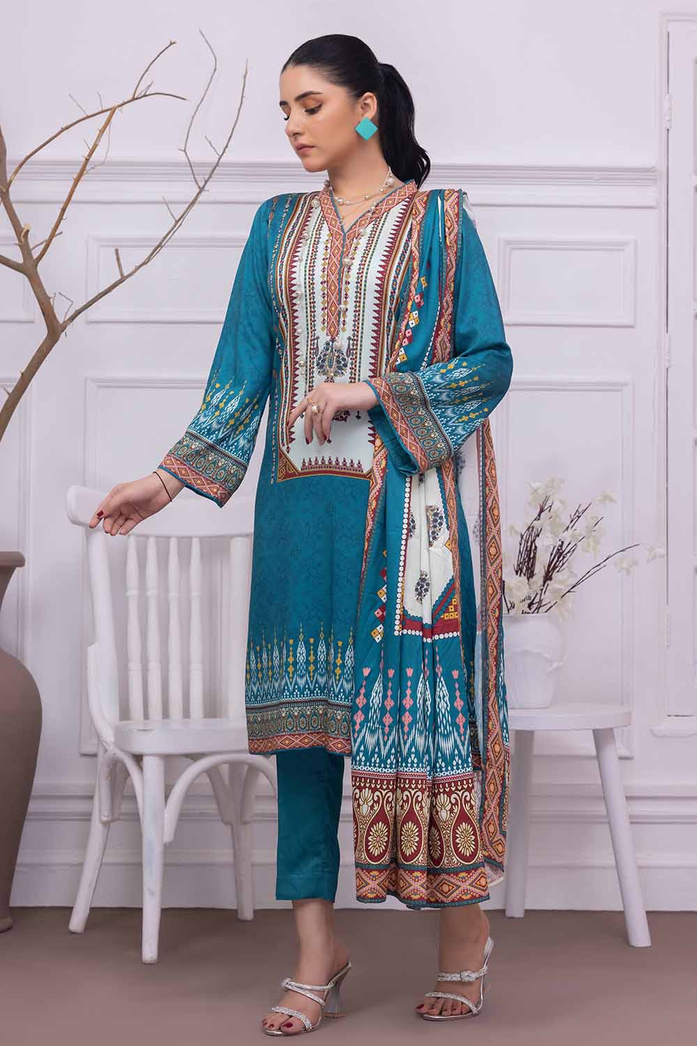 Unstitched Printed Cotail Salwar Kameez Suit Gul Ahmed WNS-32251 A