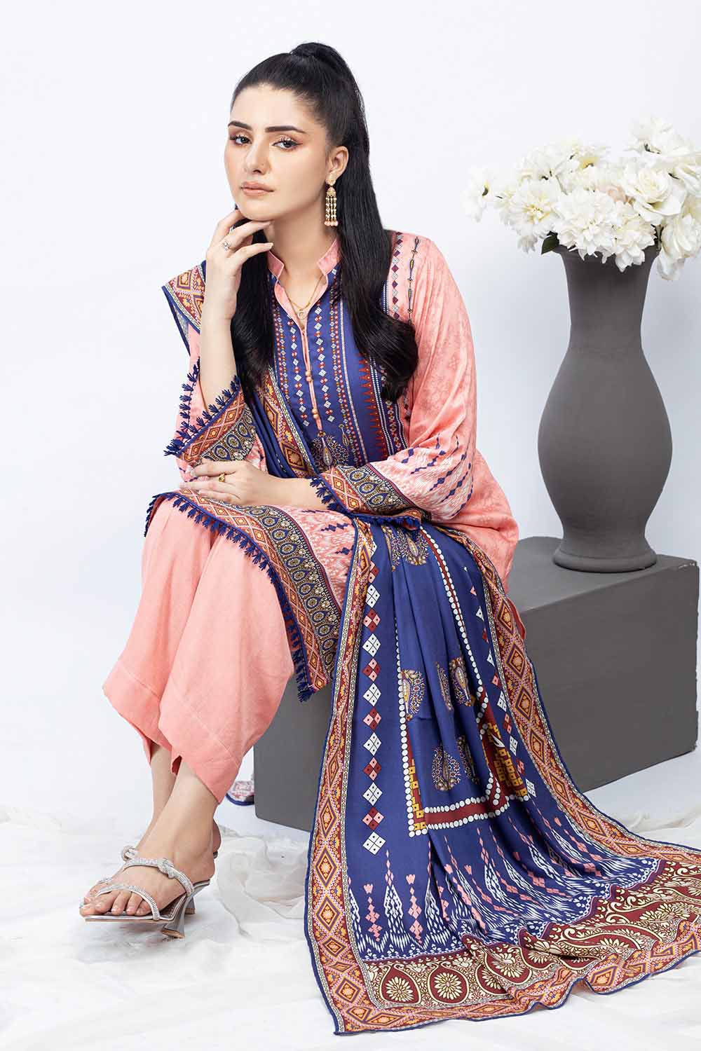 Unstitched Printed Cotail Salwar Kameez Suit Gul Ahmed WNS-32251 B