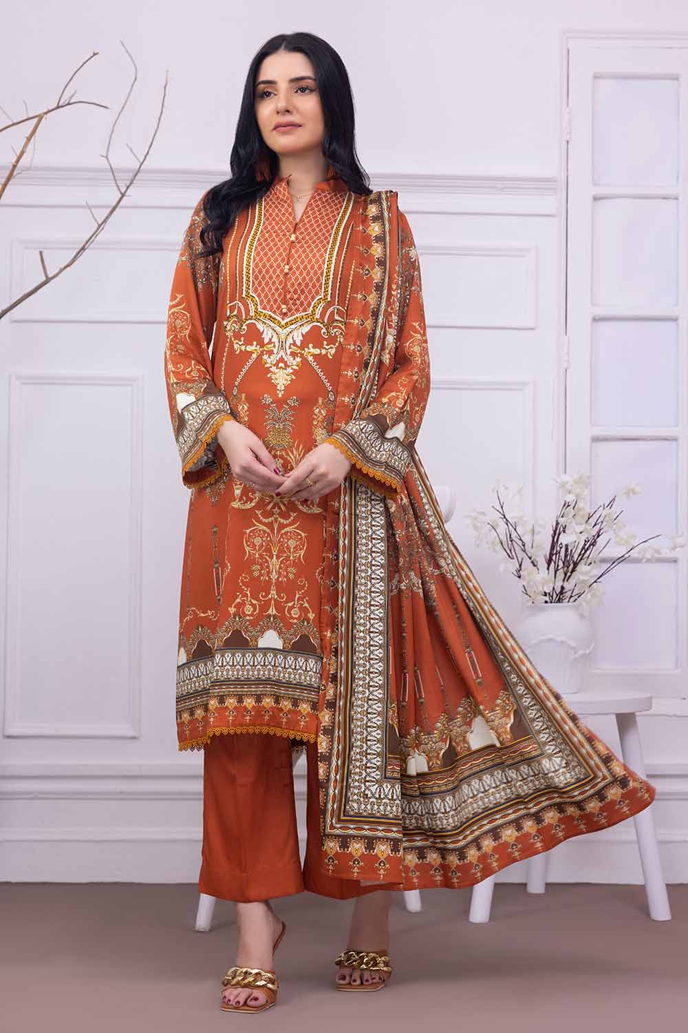 Unstitched Printed Cotail Salwar Kameez Suit Gul Ahmed WNS-32252 B