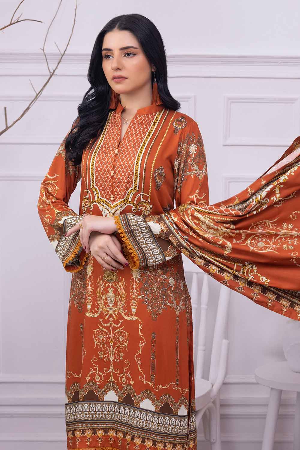 Unstitched Printed Cotail Salwar Kameez Suit Gul Ahmed WNS-32252 B