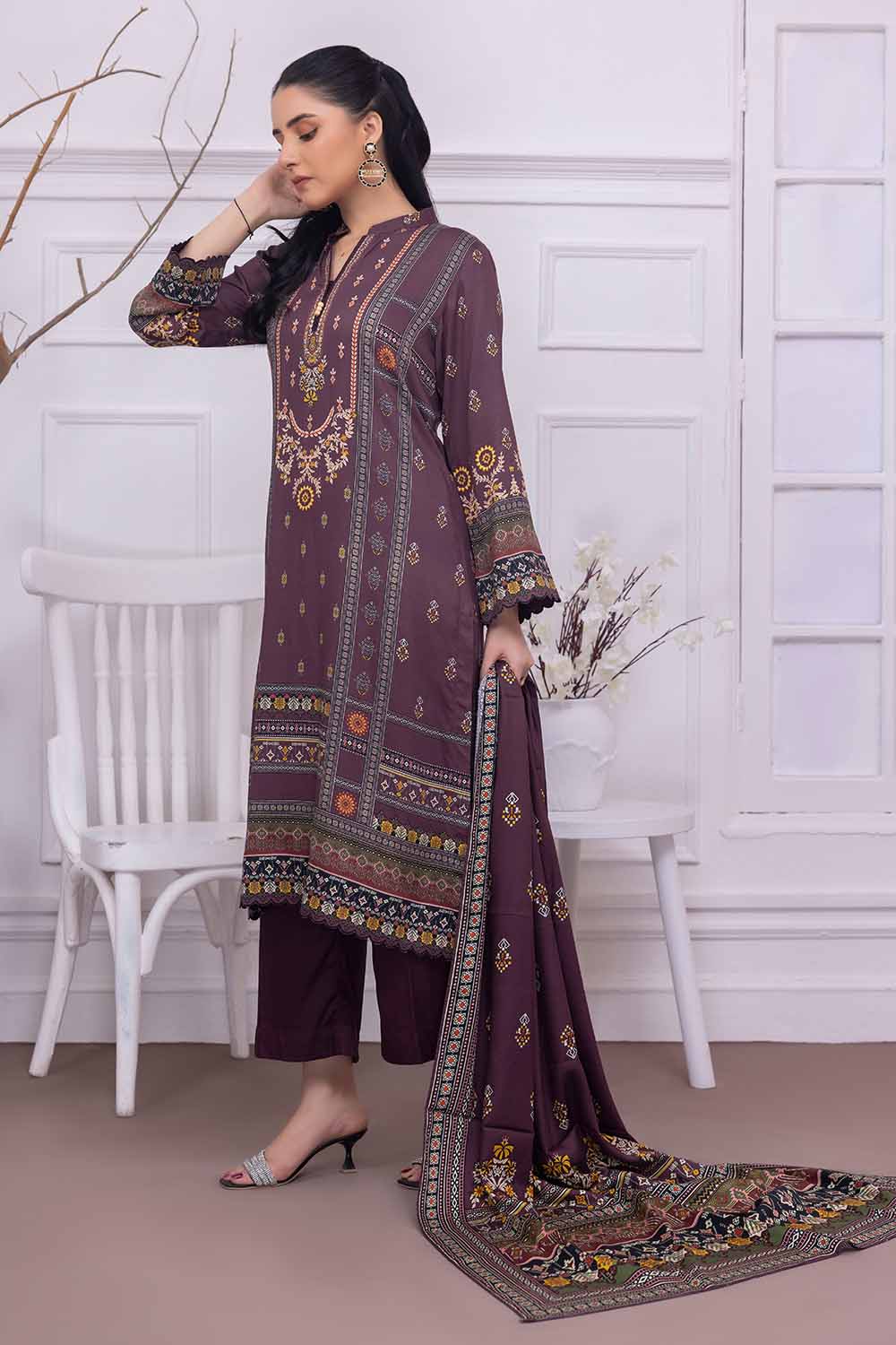 Unstitched Printed Cotail Salwar Kameez Suit Gul Ahmed WNS-32255 A
