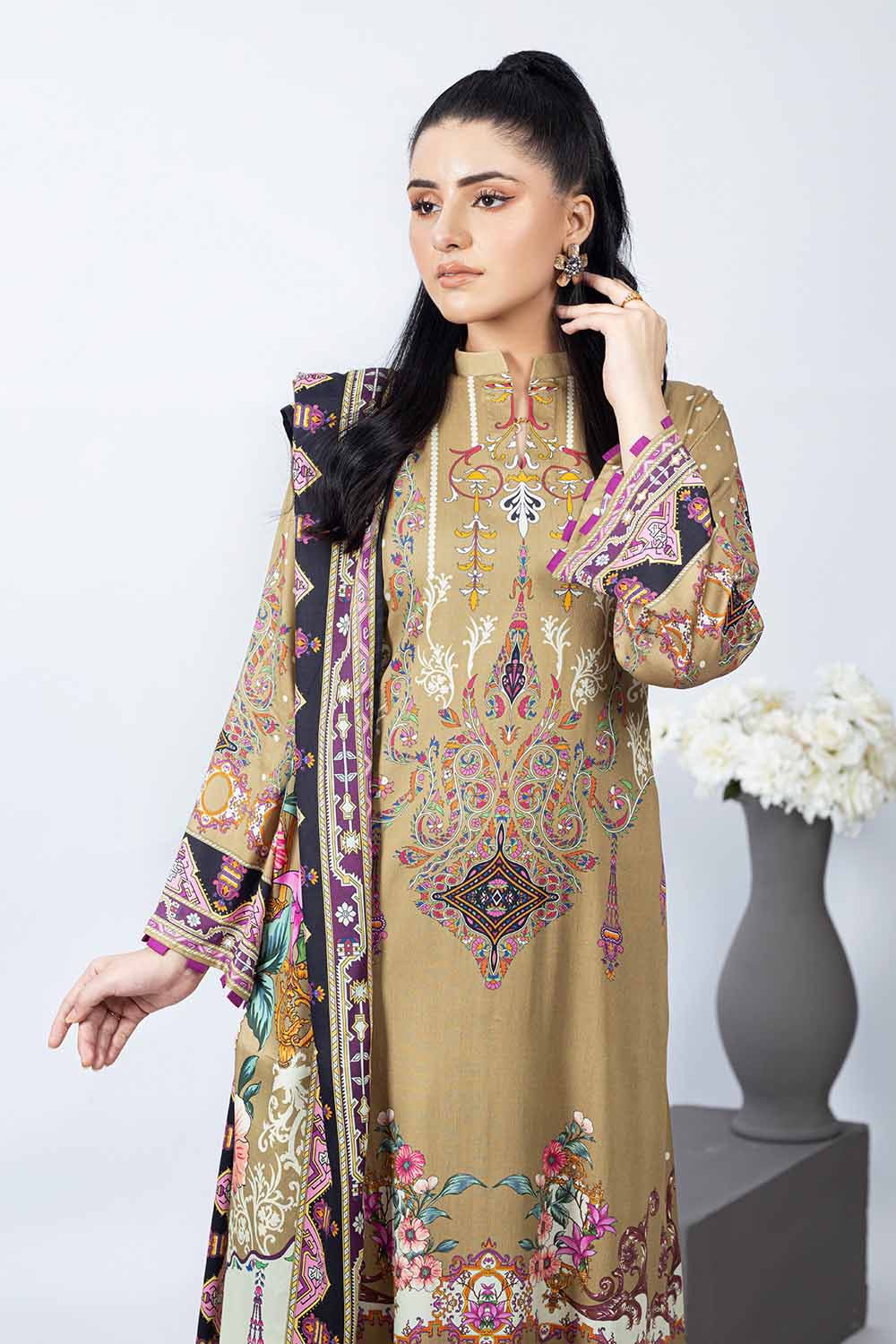 Unstitched Printed Cotail Salwar Kameez Suit Gul Ahmed WNS-32256 A