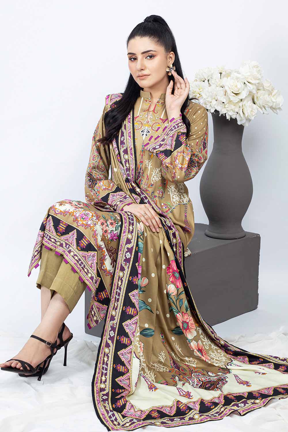 Unstitched Printed Cotail Salwar Kameez Suit Gul Ahmed WNS-32256 A