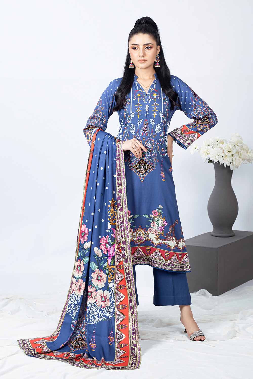 Unstitched Printed Cotail Salwar Kameez Suit Gul Ahmed WNS-32256 B
