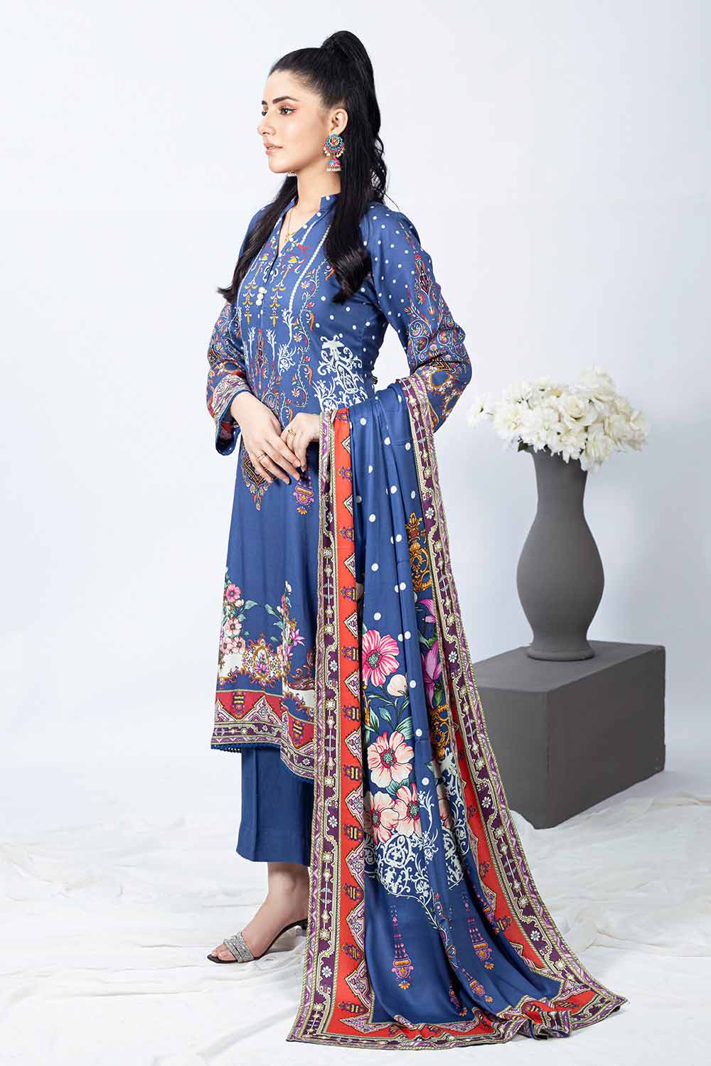 Unstitched Printed Cotail Salwar Kameez Suit Gul Ahmed WNS-32256 B
