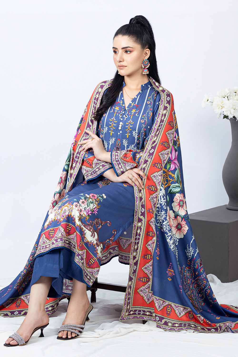 Unstitched Printed Cotail Salwar Kameez Suit Gul Ahmed WNS-32256 B