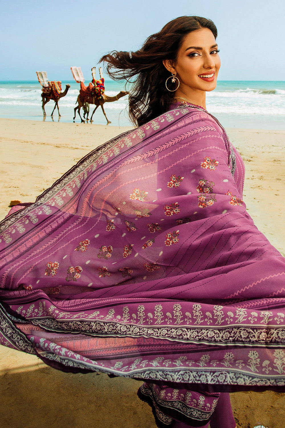 Unstitched Printed Cotton Net Salwar Kameez Suit Gul Ahmed CD-32001 A