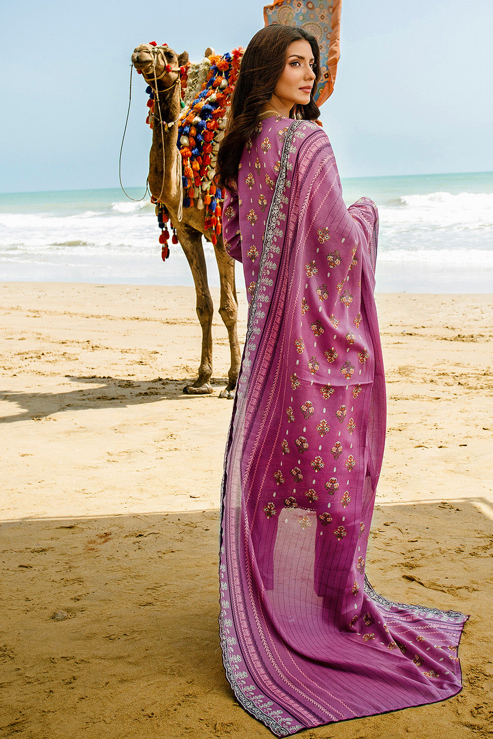 Unstitched Printed Cotton Net Salwar Kameez Suit Gul Ahmed CD-32001 A