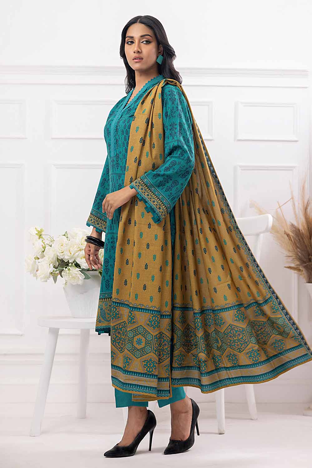 Unstitched Printed Dhanak Salwar Kameez Suit Gul Ahmed WNS-32175 A
