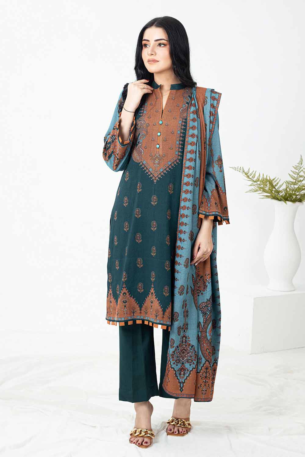Unstitched Printed Dhanak Salwar Kameez Suit Gul Ahmed WNS-32190 A