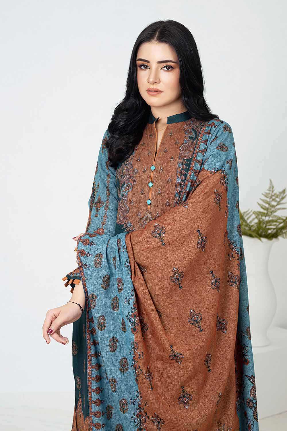 Unstitched Printed Dhanak Salwar Kameez Suit Gul Ahmed WNS-32190 A