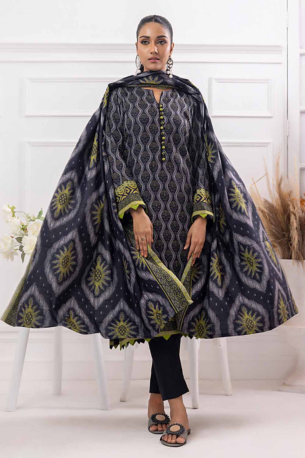 Unstitched Printed Dhanak Salwar Kameez Suit Gul Ahmed WNS-32205 B