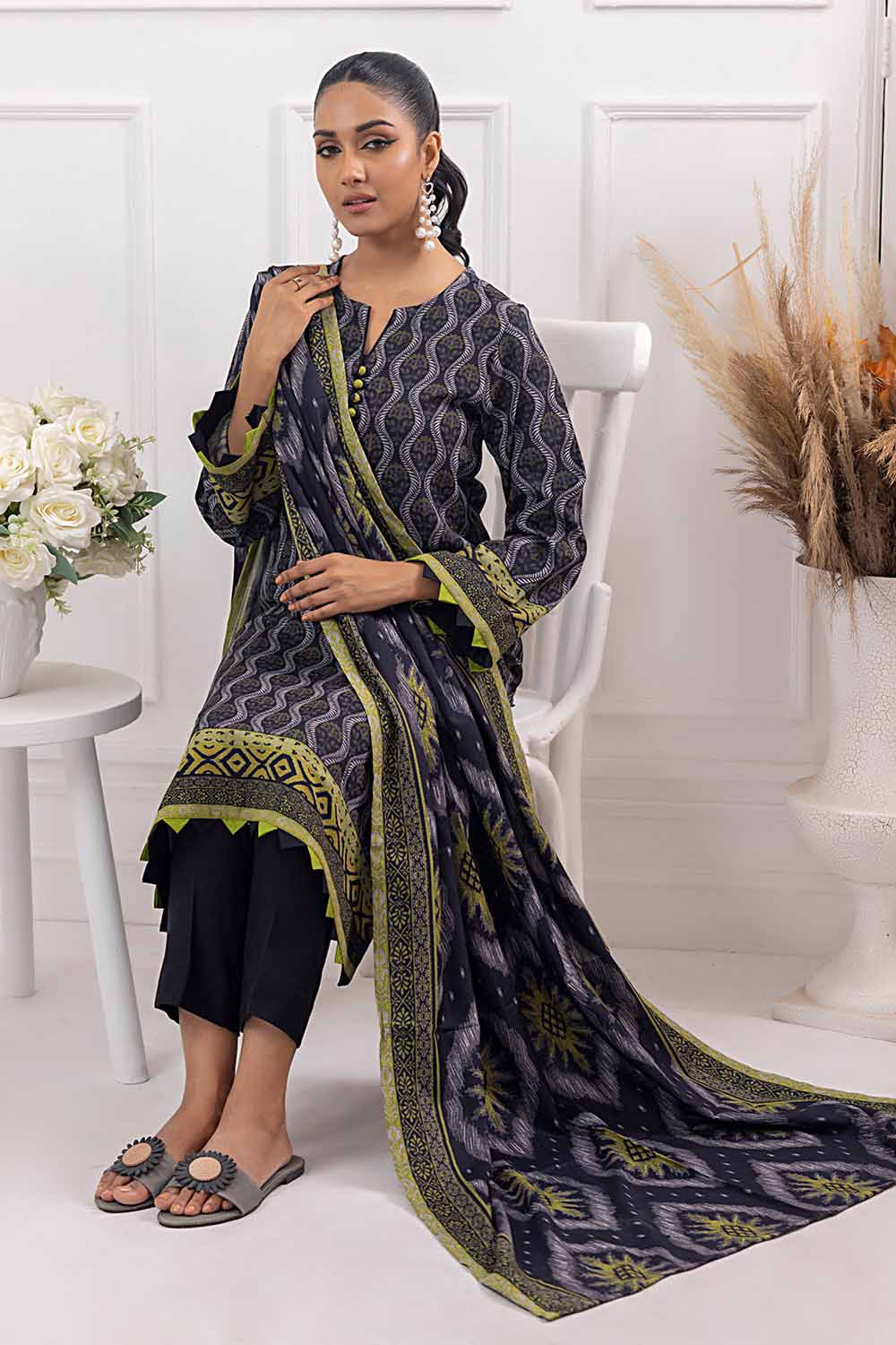 Unstitched Printed Dhanak Salwar Kameez Suit Gul Ahmed WNS-32205 B