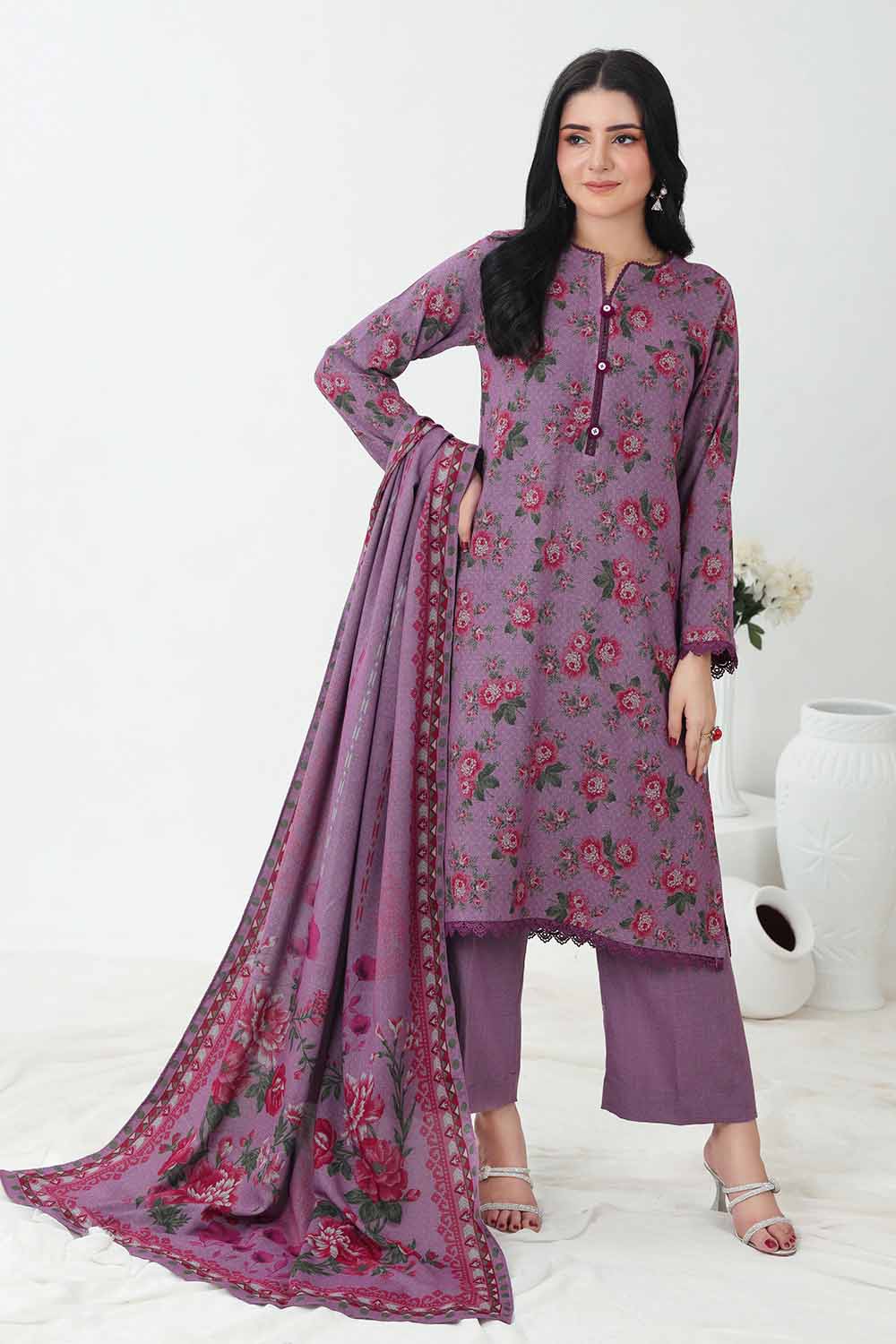 Unstitched Printed Dhanak Salwar Kameez Suit Gul Ahmed WNS-32206 A