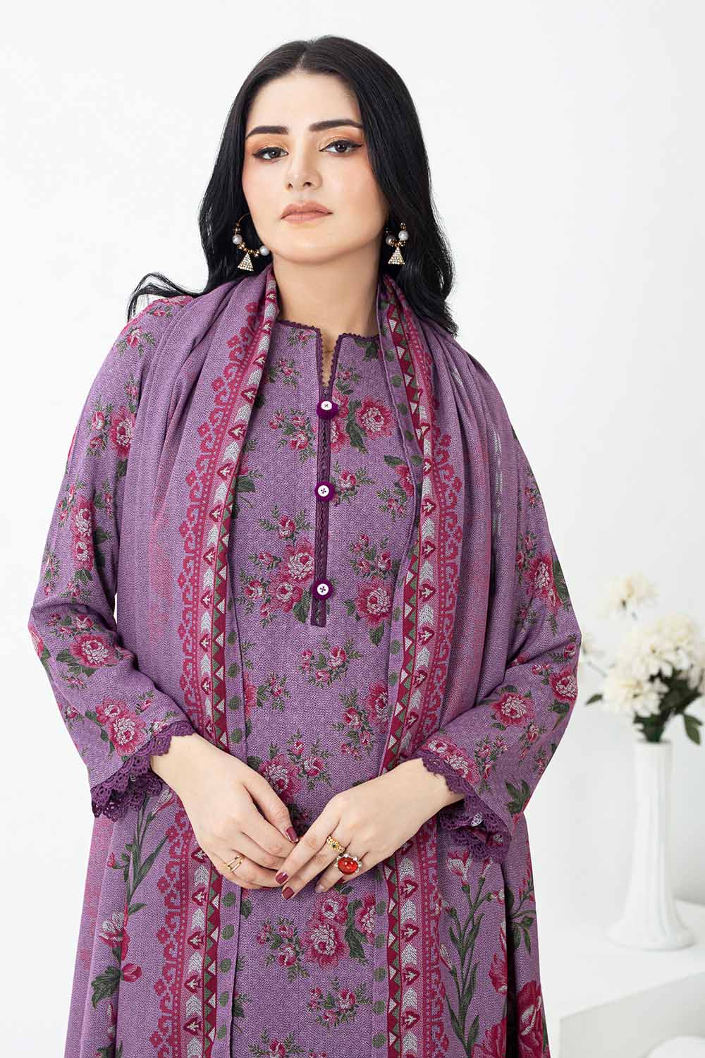 Unstitched Printed Dhanak Salwar Kameez Suit Gul Ahmed WNS-32206 A