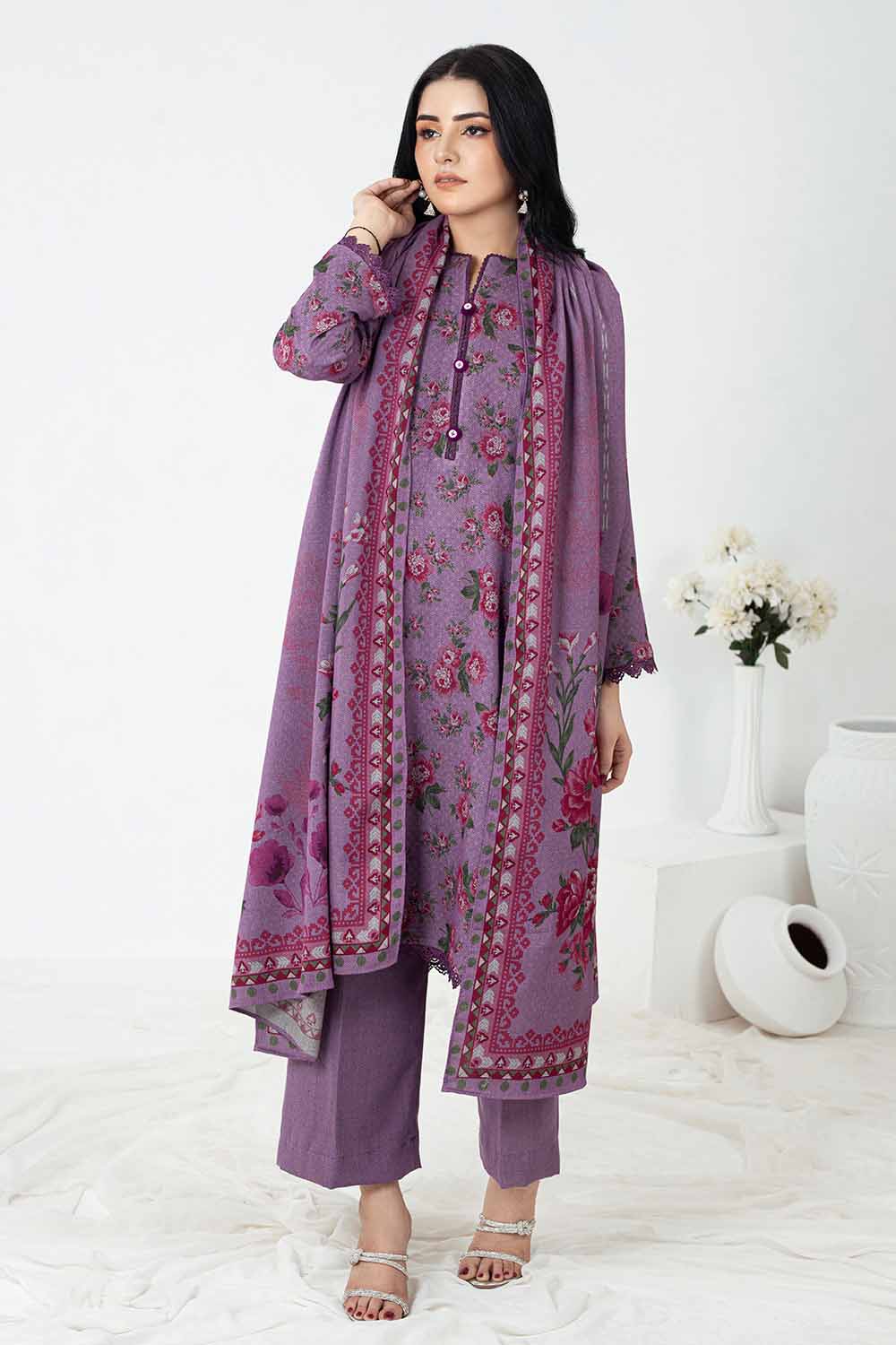 Unstitched Printed Dhanak Salwar Kameez Suit Gul Ahmed WNS-32206 A