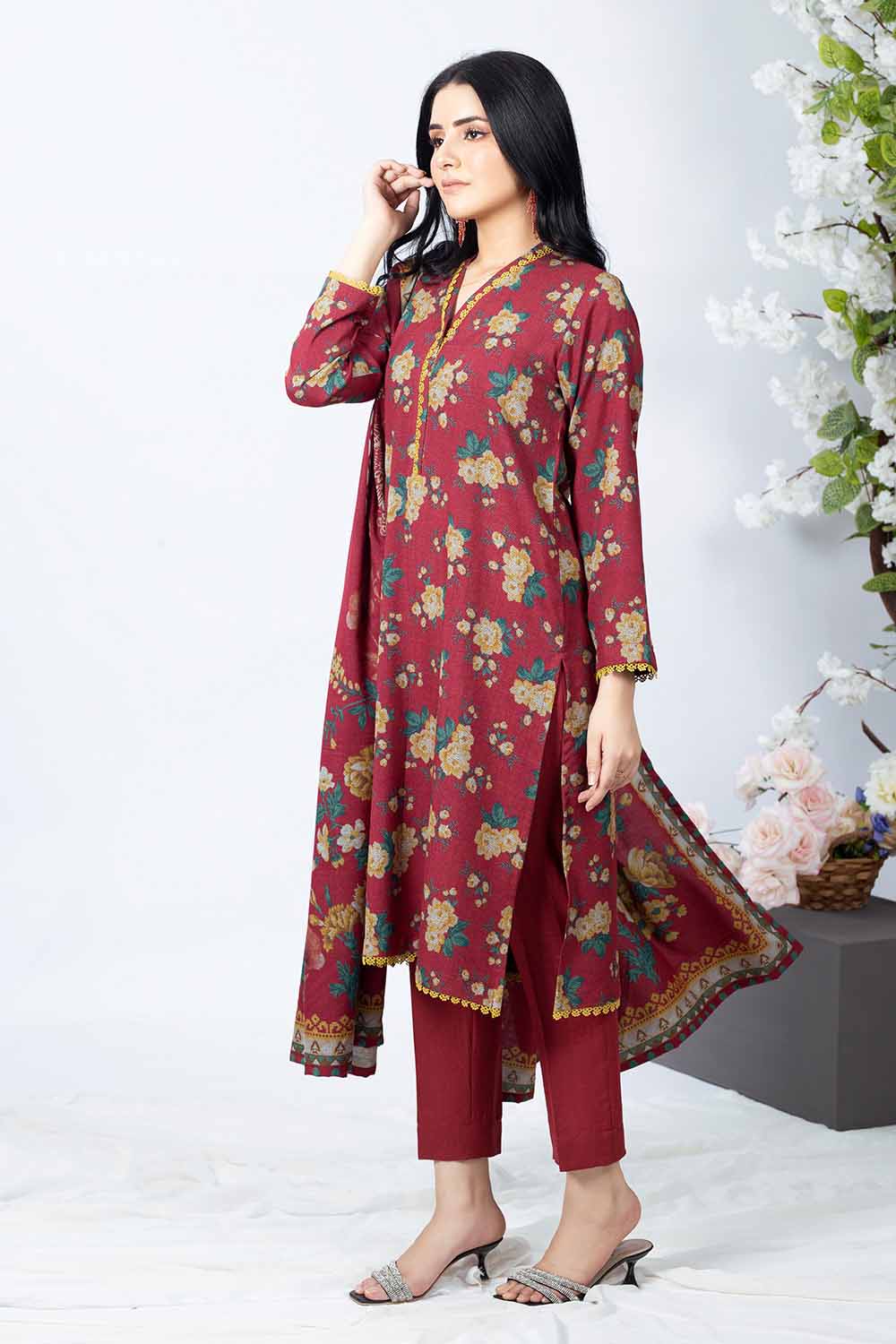 Unstitched Printed Dhanak Salwar Kameez Suit Gul Ahmed WNS-32206 B