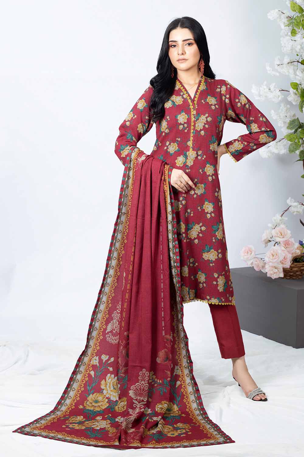 Unstitched Printed Dhanak Salwar Kameez Suit Gul Ahmed WNS-32206 B