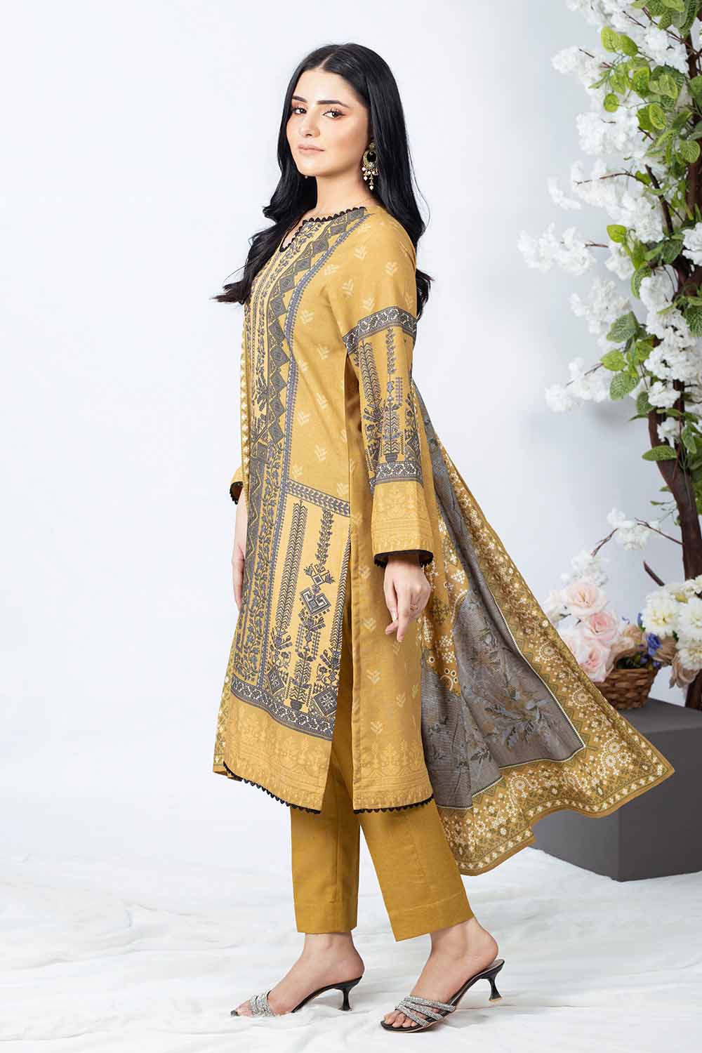 Unstitched Printed Karandi Salwar Kameez Suit Gul Ahmed WNS-32177