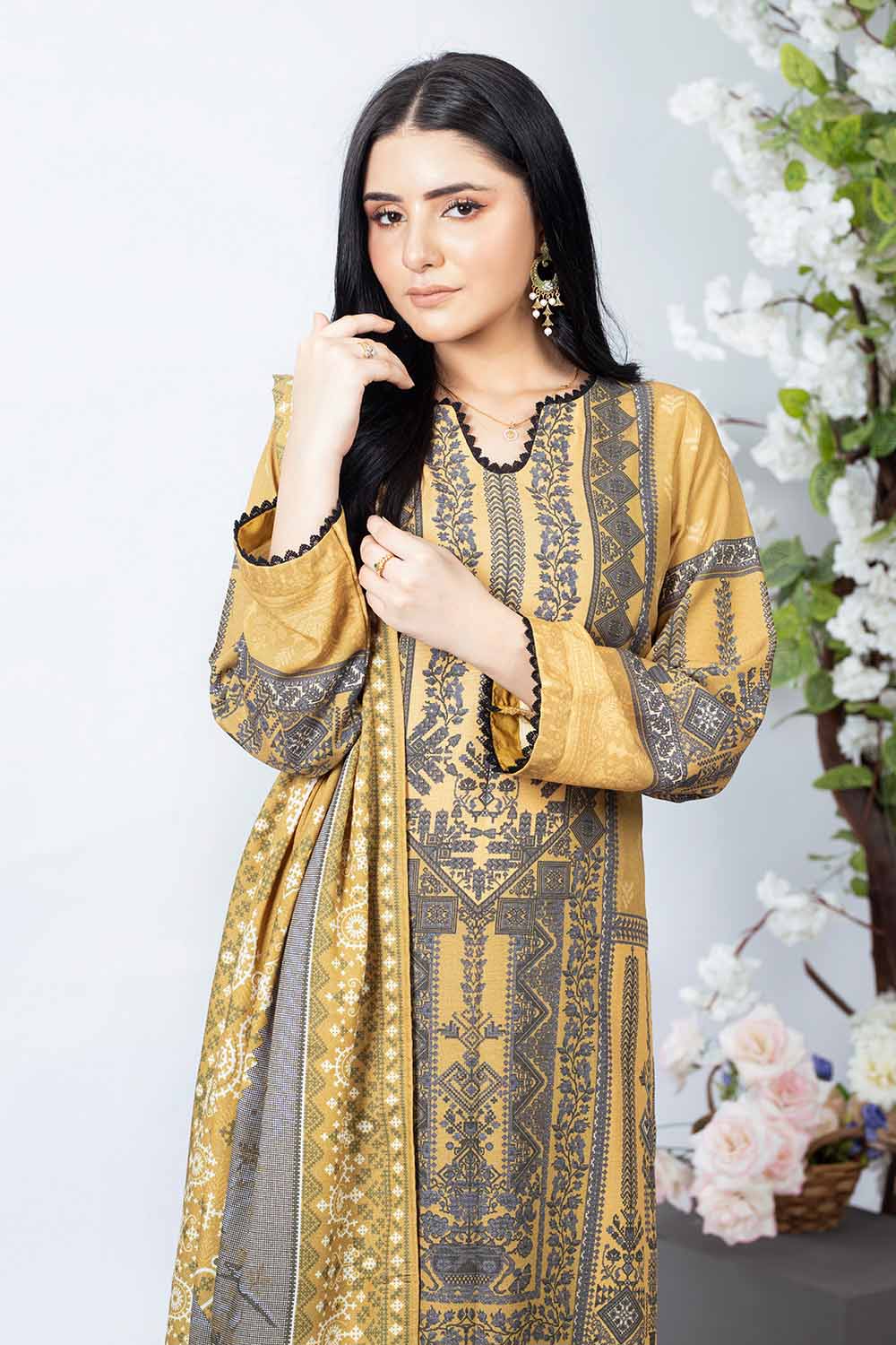 Unstitched Printed Karandi Salwar Kameez Suit Gul Ahmed WNS-32177