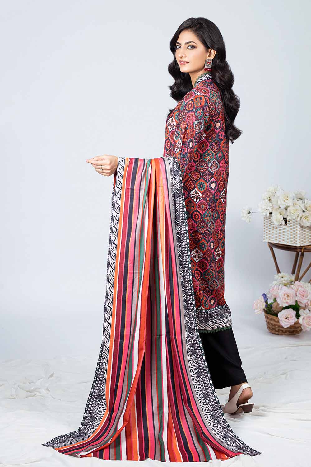 Unstitched Printed Linen Salwar Kameez Suit Gul Ahmed WNS-32217 A