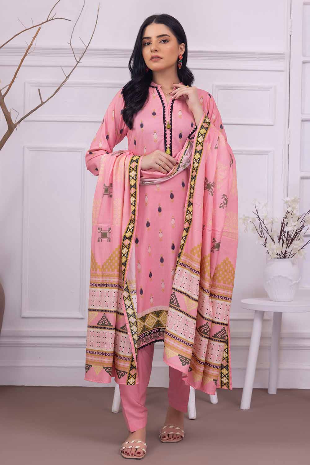 Unstitched Printed Linen Salwar Kameez Suit Gul Ahmed WNS-32228 B