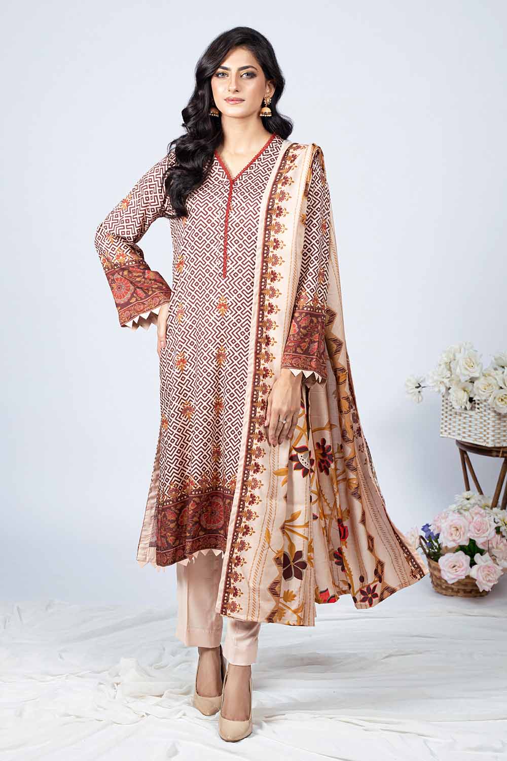Unstitched Printed Linen Salwar Kameez Suit Gul Ahmed WNS-32229 B