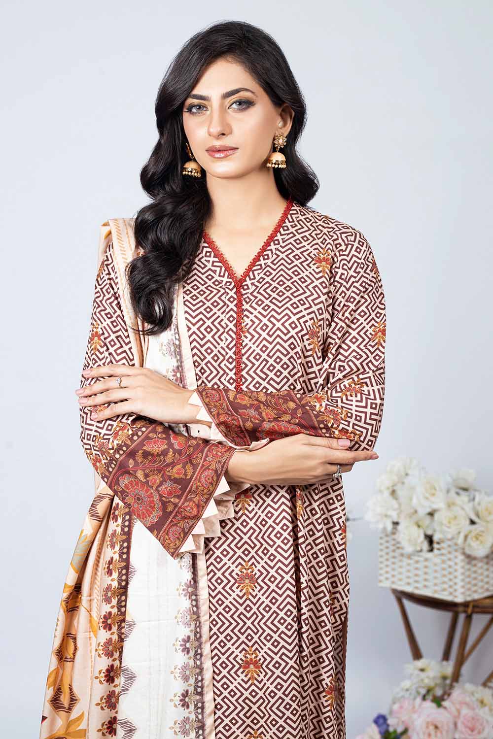 Unstitched Printed Linen Salwar Kameez Suit Gul Ahmed WNS-32229 B