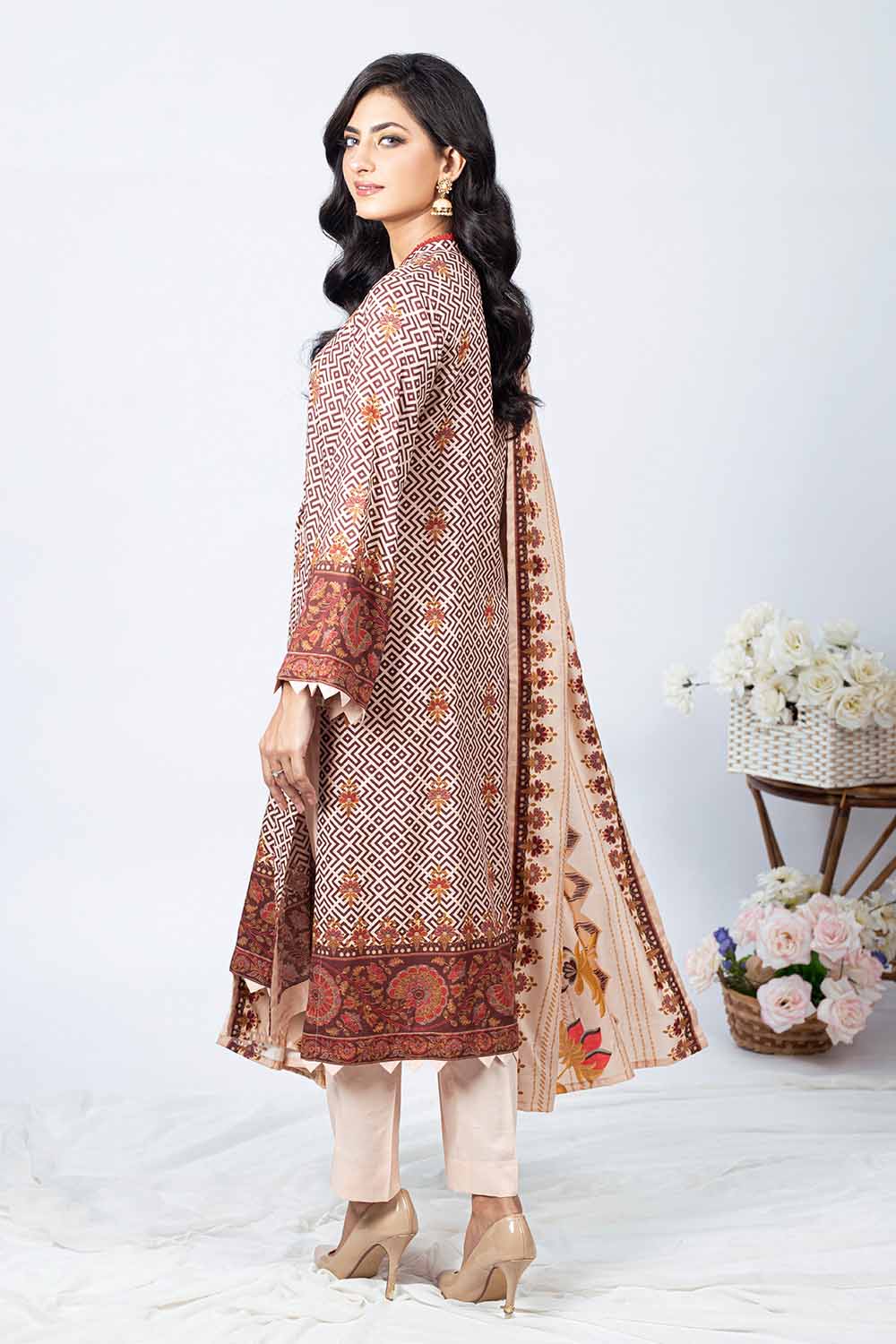 Unstitched Printed Linen Salwar Kameez Suit Gul Ahmed WNS-32229 B