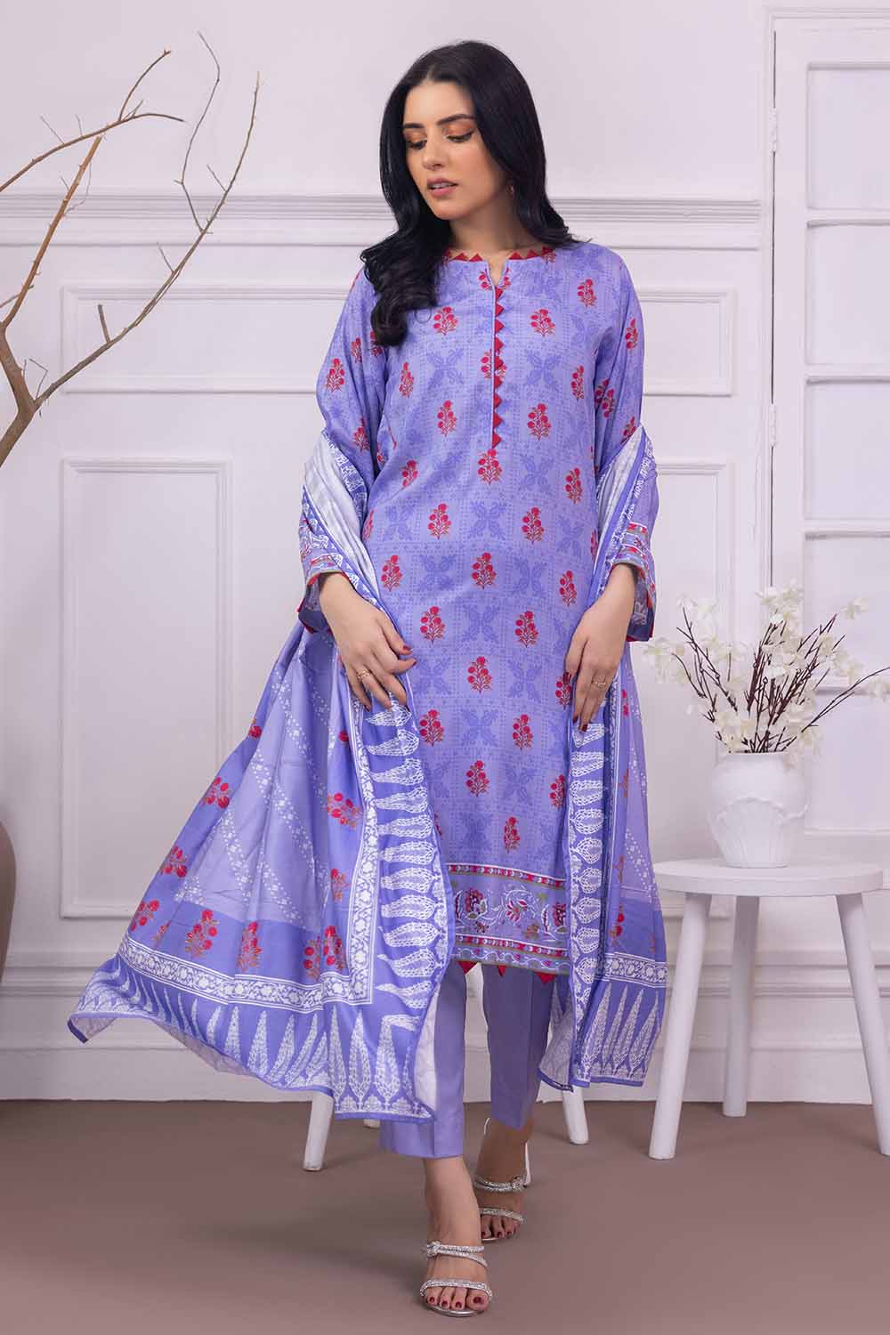 Unstitched Printed Linen Salwar Kameez Suit Gul Ahmed WNS-32231 A