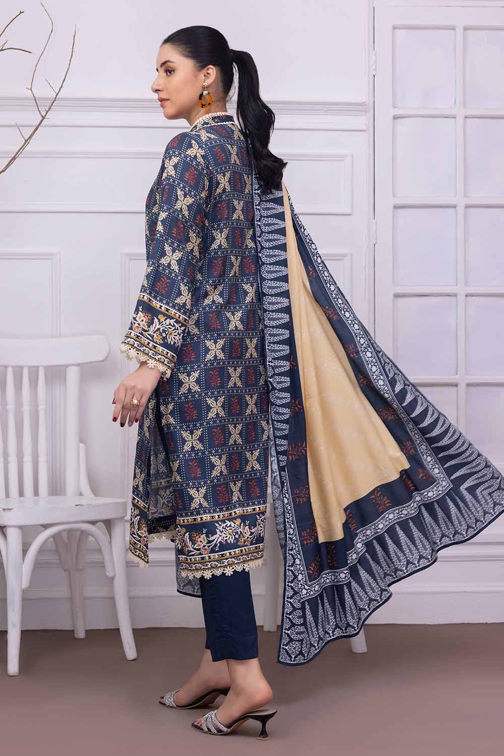 Unstitched Printed Linen Salwar Kameez Suit Gul Ahmed WNS-32231 B