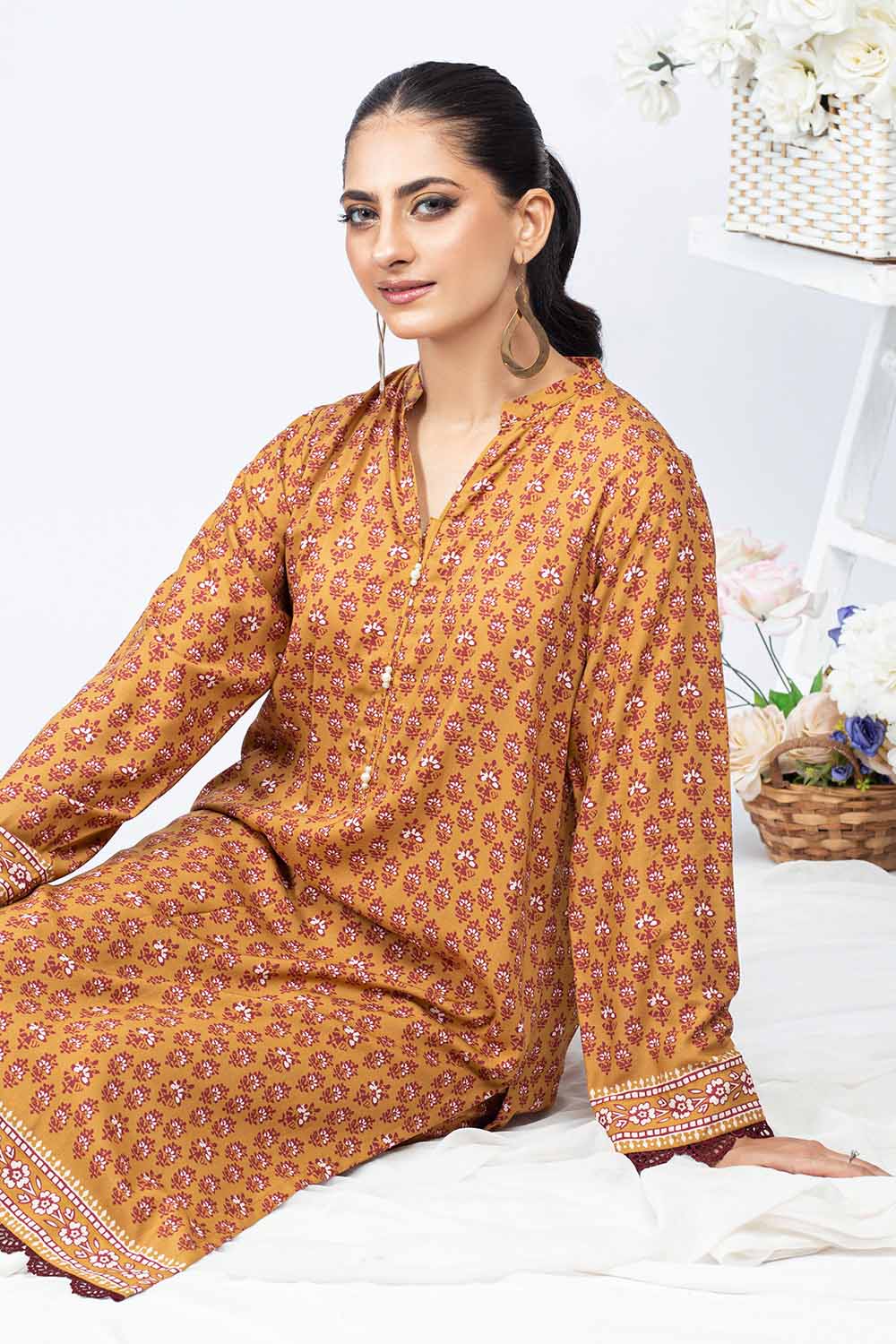 Unstitched Printed Linen Salwar Kameez Suit Gul Ahmed WNSS-32012