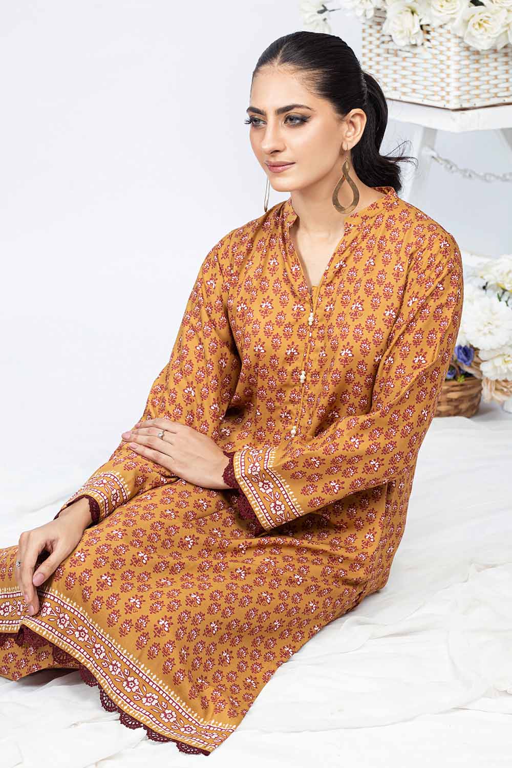 Unstitched Printed Linen Salwar Kameez Suit Gul Ahmed WNSS-32012