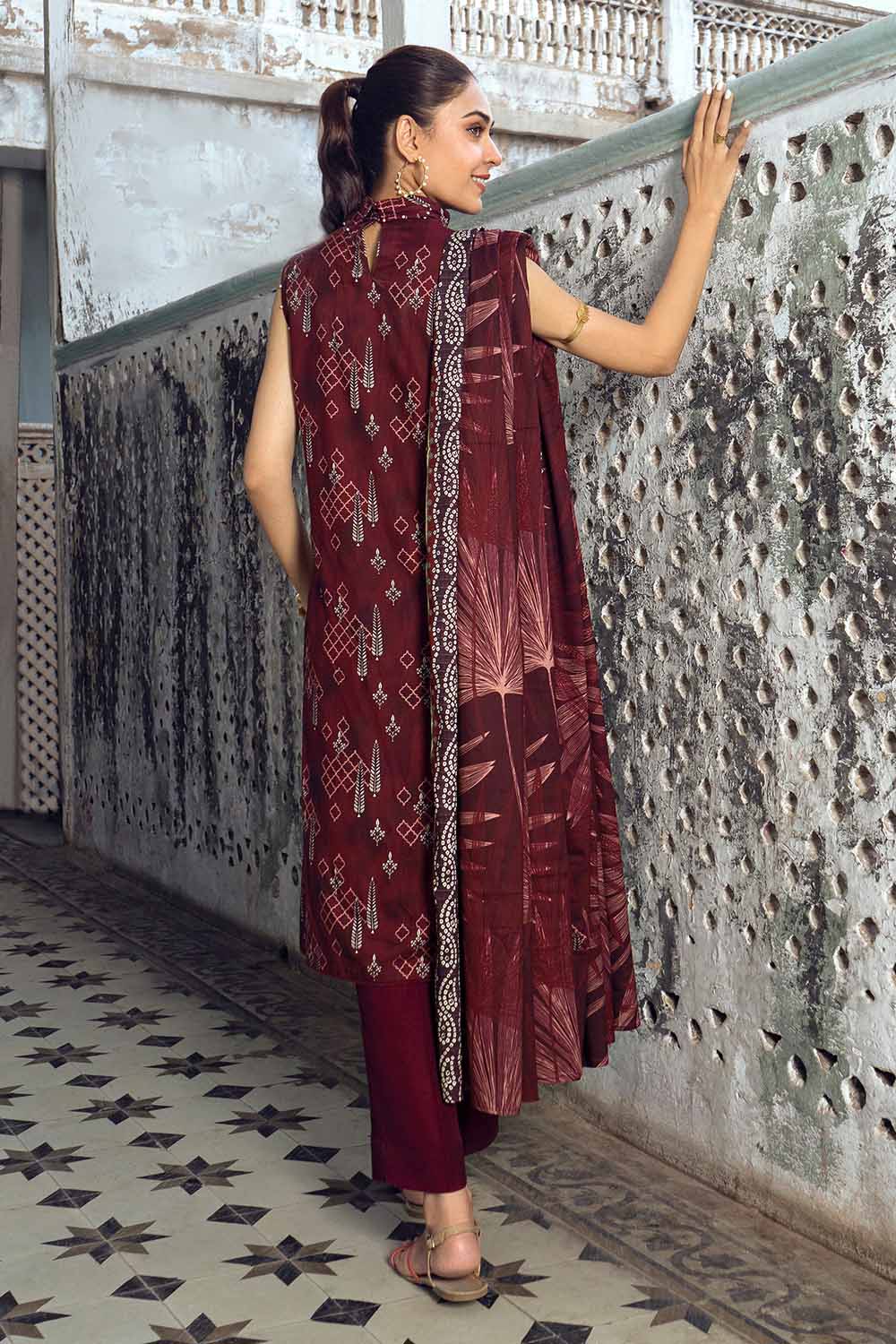 Unstitched Dobby Linen Salwar Kameez Suit Gul Ahmed LT-32013 B